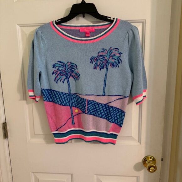 Lilly Pulitzer Vivie Sweater Blue Perfect Match Intarsia Sz S Retail $148 - Picture 2 of 9